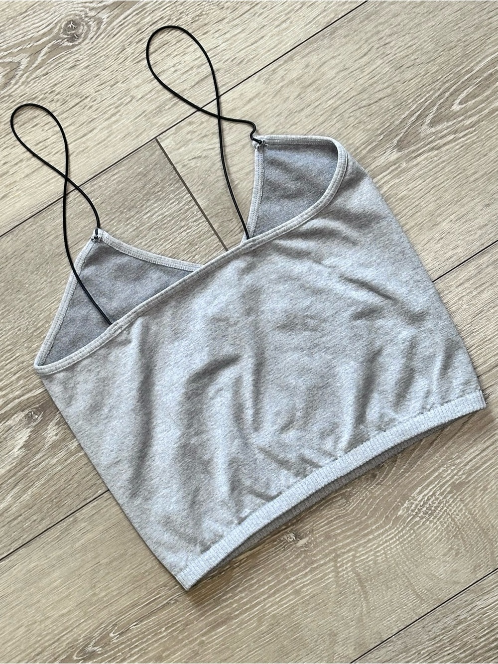 Intimately Free People Skinny Strap Gray Brami Crop Top Minimalist Boho - Picture 7 of 8